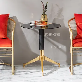 Приставной столик для дивана в скандинавском стиле Современный роскошный боковой шкаф из кованого железа Мебель для гостиной небольшой квартиры Журнальный столик из закаленного стекла