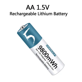 Литий-ионный аккумулятор AA 1,5 В, аккумуляторная батарея AA 9800 МВтч, литий-ионный аккумулятор AA для мыши с дистанционным управлением, маленький вентилятор, Электрическая игрушка