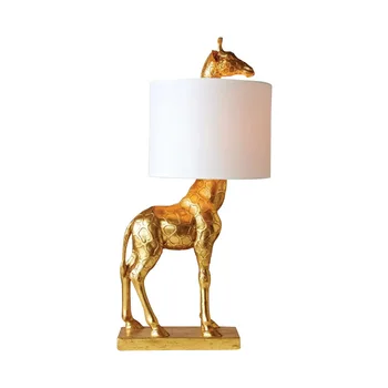 Скандинавский жираф настольная лампа творческое искусство гостиная кабинет спальня домашний декор комнаты Прикроватная лампа смола золото белая ткань настольные лампы