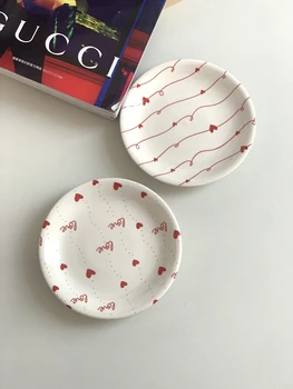Керамическая Десертная тарелка в корейском стиле Small Fresh Ins Style Love Pattern посуда