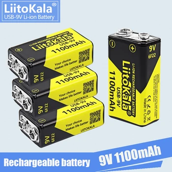 4CS LiitoKala USB 9V Аккумулятор 1100mAh Литиевая Аккумуляторная Батарея 6F22 для Металлоискателя Мультиметра Микрофона Дистанционного Управления