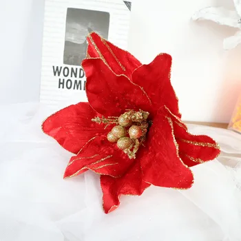 Искусственный Рождественский цветок, Реквизит для украшения Рождественской елки, Фон свадебной вечеринки, Стена, Искусственный цветок для дома