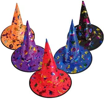 Шляпа Ведьмы с тыквенной головой на Хэллоуин, Золотая Шляпа Ведьмы, Шляпа Фокусника, костюмы для вечеринок на Хэллоуин, Подарки на Хэллоуин для детей