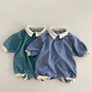 Весенний детский комбинезон с длинными рукавами для новорожденных, рубашка-поло для новорожденных, милый комбинезон для мальчика, Повседневная одежда для девочки