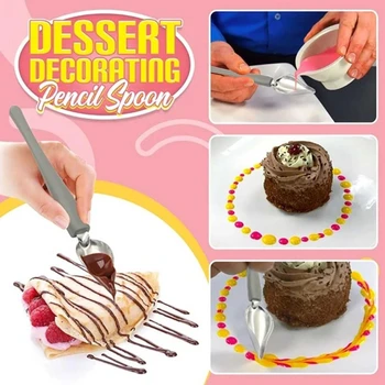 Десертный инструмент для нанесения соуса Художественный карандаш для украшения десерта Рисовальная Кухонная Портативная ложка для рисования из нержавеющей стали