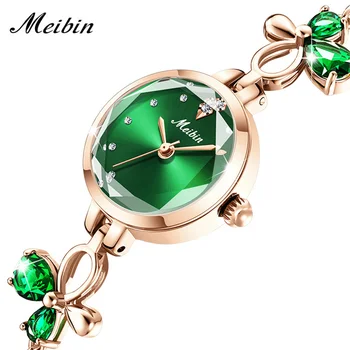 MEIBIN Модный браслет со стразами Кварцевые часы для женщин Часы Лучший бренд класса Люкс Женские наручные часы с бриллиантами Relogio Feminino