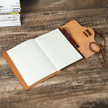 Винтажный чехол-книжка из натуральной кожи для ноутбука формата А5 Travelers Journal, защитный чехол для офиса, школы, мужчины, женщины, воловья кожа