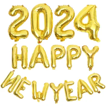 Украшения Номер воздушного шара для вечеринки по случаю Дня рождения из алюминиевой пленки, Большие новогодние выпускные шары 2024 года выпуска