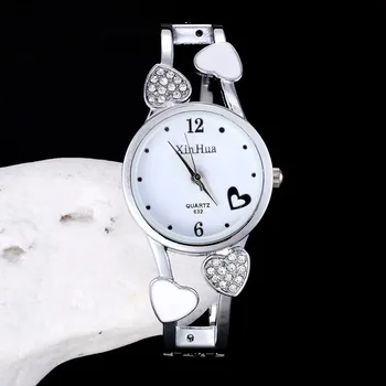 Модные часы Женские Браслет из нержавеющей стали, браслет для любителей цветов, наручные часы в форме сердца, женские часы для женщин