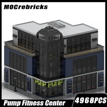 Серия City Street View Pump Fitness Center MOC Строительный блок Технологическая головоломка высокой сложности Модель Кирпичные игрушки в подарок 4968Р