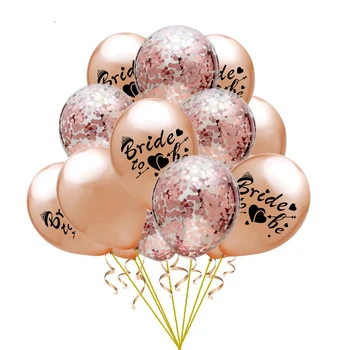 10шт Розовое Золото Команда Невесты Латексные Воздушные шары Конфетти Украшение Девичника Будущая Невеста Принадлежности для душа Невесты Свадьба