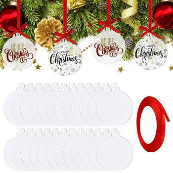 25 Штук 3-дюймовых прозрачных акриловых рождественских украшений, Акриловая рождественская бирка 