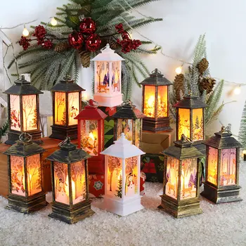 Рождественский фонарь Санта-Клауса, Ветряные фонари, Веселые Рождественские украшения, подвесные фонари на батарейках, Новогодний подарок