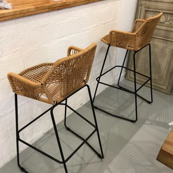 Современный минималистичный барный стул, барные стулья, Высокий табурет, барный стул, Скандинавский высокий стул, стул из ротанга, барный стул, Обеденные стулья для кухни