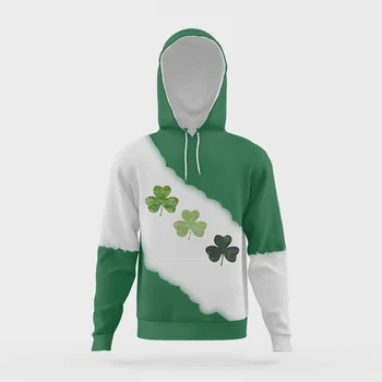 Контрастный свитер с зеленым клевером, 3D цифровая печать, одежда на заказ, мужские толстовки весеннего и осеннего сезонов