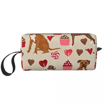 Переносные сумки Boxer Dog Valentines, косметички, косметичка для путешествий, кемпинга, активного отдыха, сумка для туалетных принадлежностей и украшений