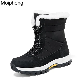 Moipheng/ Женские черные зимние ботинки, водонепроницаемая плюшевая утепленная обувь на платформе, пара теплых ботильонов, мужская зимняя обувь Botas Mujer