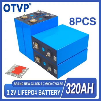 Быстрая доставка 8шт литий-железо-фосфатная батарея Lifepo4 3,2 В 320Ах DIY 12V 24V 36V 48V 320Ah Солнечные аккумуляторные элементы класса A