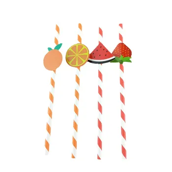 6шт Одноразовых Биоразлагаемых Креативных бумажных соломинок для фруктовых открыток, Арбузов, Апельсинов, клубничного сока, Соломинок для напитков, праздничных принадлежностей