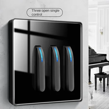 Черный переключатель клавиш пианино Домашняя панель розетки из закаленного стекла Клавиша пианино высокого класса, роскошная индивидуальность