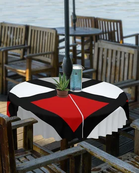 Красная, черная, Серая Геометрическая Квадратная Уличная скатерть с отверстием для зонта, Водонепроницаемая крышка для круглого стола во внутреннем дворике для пикника на молнии