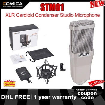 Comica STM01 XLR Кардиоидный конденсаторный студийный микрофон 34 мм Позолоченный конденсаторный микрофон с большой диафрагмой для звука студийного качества