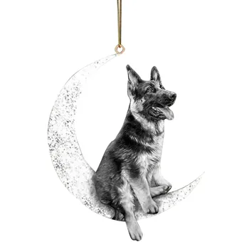Navidad Рождество Рождественская Собака, Сидящая На Луне Подвесной Кулон Для Украшения Рождественской Елки Зеркало Заднего Вида Автомобиля Рюкзак Подарки