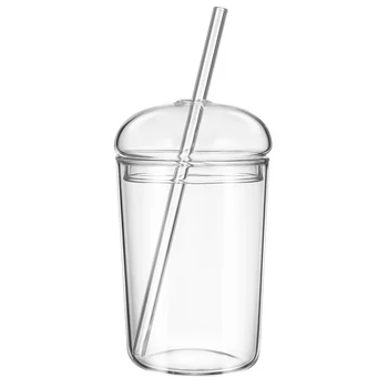 Стеклянная чашка для питья с крышкой для молока, кружка для кофейных напитков, соломинка для путешествий, большая емкость