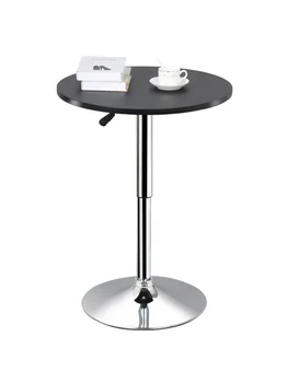 Регулируемый круглый поворотный барный стол Yaheetech для кафе-бистро, черная столешница
