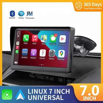 Универсальная 7-дюймовая автомобильная магнитола, мультимедийный видеоплеер, беспроводной Apple Carplay, проводной Android с автоматическим сенсорным экраном 4,3 дюйма, обратное изображение