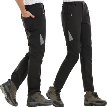 Зимние водонепроницаемые Толстые теплые брюки, мужские светоотражающие флисовые брюки Softshell, стрейчевые тренировочные брюки, армейские брюки-карго для кемпинга