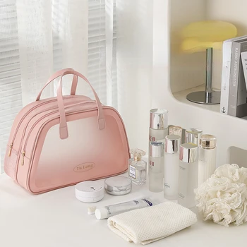 Портативная женская дорожная сумка для хранения из искусственной кожи, косметичка, сумки-органайзеры для путешествий, Водонепроницаемая сумка для мытья, Прозрачные косметички