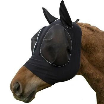 Новые разноцветные маски для лошадей, защищающие от мух, Дышащая Эластичная Трикотажная сетка, Маска от комаров, Снаряжение для верховой езды