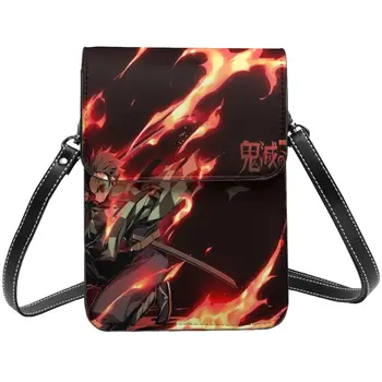 Сумка Kawaii Demon Slayer через плечо Kimetsu No Yaiba Модная стильная сумка для мобильного телефона, кожаные женские сумки для покупок