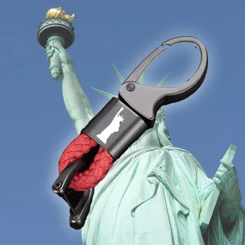 Америка Соединенные Штаты Статуя Свободы Автомобильный брелок Кольцо для ключей из цинкового сплава Пряжка в виде подковы Кожаная веревка Автомобильные аксессуары