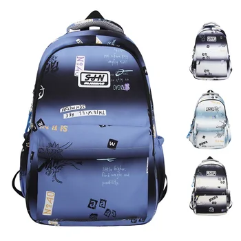 Школьный рюкзак для учащихся средней школы 2023, новая модная сумка для пары, легкий повседневный рюкзак с граффити