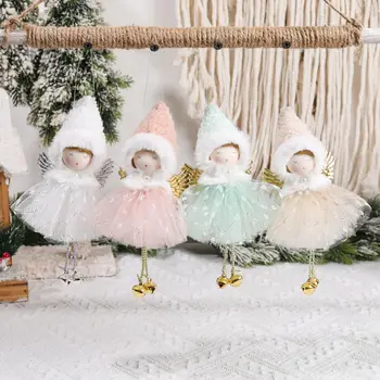 Рождественский ангел, кукла, подвеска, Газовая юбка, Остроконечная шапочка, игрушка для девочек, Рождественская елка, украшение в виде капли, Веселый Рождественский декор, Счастливый Новый 2024 год