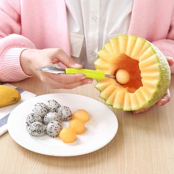 Многофункциональный нож для разделки фруктов из нержавеющей стали для нарезки арбузов, шариков для мороженого, шариков для шариков, ложек для шариков, кухонных инструментов DIY