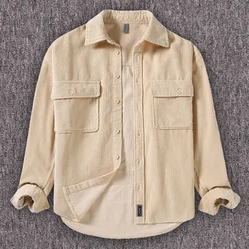 Мужская повседневная вельветовая рубашка, куртка, хлопковая рубашка, ковбойские рубашки в западном стиле, легкое рабочее пальто, верхняя рубашка на пуговицах