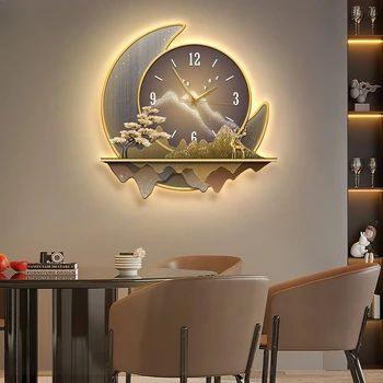 Скандинавские роскошные часы для ресторана, Декоративная Роспись, Модная атмосфера, Часы для гостиной, Настенные Бесшумные Настенные часы