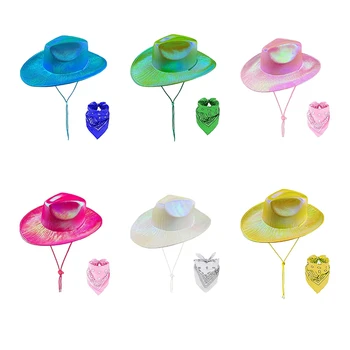 Космические шляпы, бандана, Солнцезащитные очки, набор для мужчин, женщин, Западная ковбойская шляпа, шляпа для вечеринки по случаю дня рождения, аксессуары для костюмов
