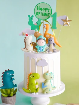 Топпер для торта на день рождения динозавра, украшение для торта на день рождения ребенка Дракона, декор для вечеринки в честь дня рождения динозавра в джунглях