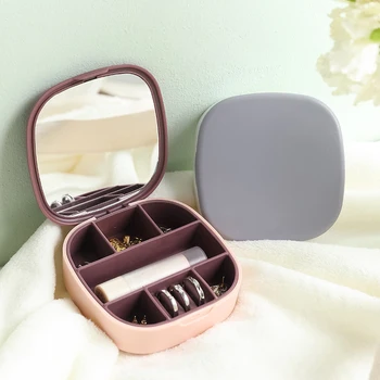 переносная коробка для хранения ювелирных изделий ravel, кольцо для губной помады для маленькой девочки, ожерелье, Серьги, Многофункциональный с зеркалом