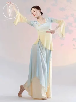 Костюм для классического танца, женское тело, Рифмующаяся Одежда из струящейся пряжи, костюм для занятий китайским танцем, наряд для народных танцев