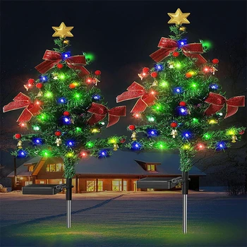 1шт Солнечной Кола Рождество дерево свет сад двор рождественские украшения рождественские огни, рождественский декор Навидад путь освещает патио