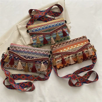 Новая винтажная сумка через плечо с бахромой в богемном стиле, Женская сумка с кисточками, Женские сумки с бахромой в стиле Бохо, Хиппи, Цыган, Открытые сумки, сумки