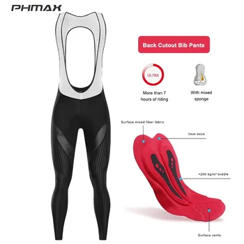 Велосипедные брюки PHMAX с нагрудником, летние дышащие велосипедные штаны с вырезом сзади, Дышащие велосипедные колготки с подкладкой из лайкры Competitve