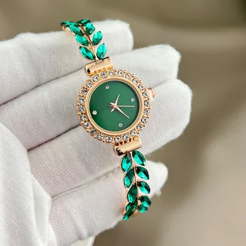 2023 Новые модные круглые женские часы с бриллиантовым листом, простым циферблатом и бесплатной регулировкой, эксклюзивный подарочный столик через границу