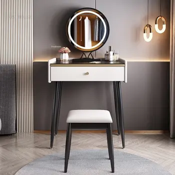 Комоды для маленькой квартиры в скандинавском стиле, легкая Роскошная мебель для спальни, туалетный столик, креативный маленький комод, Минималистичный табурет для макияжа