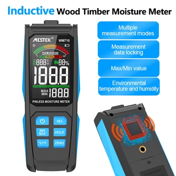 Индуктивный измеритель влажности древесины Бесконтактный тестер влажности древесины Определение температуры окружающей среды Детектор влажности